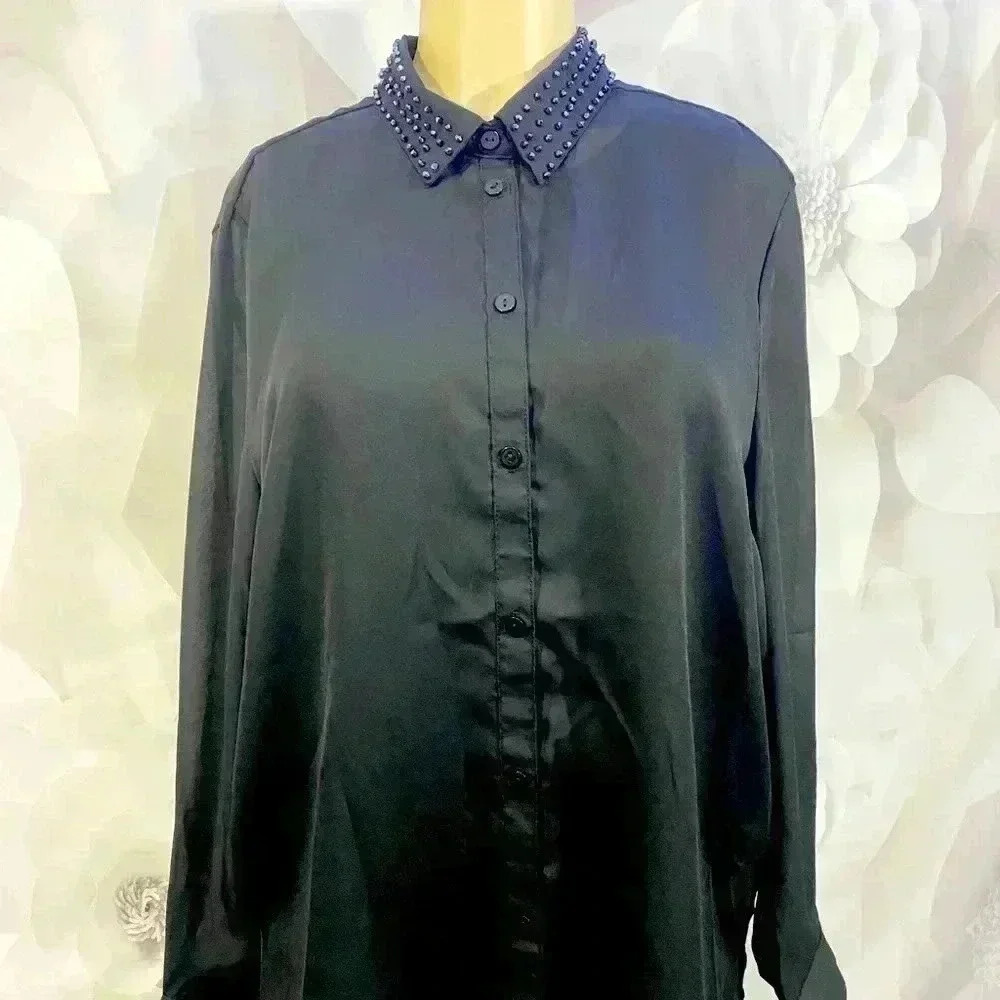 Jaclyn Smith Black Long‎ Sleeve Blouse